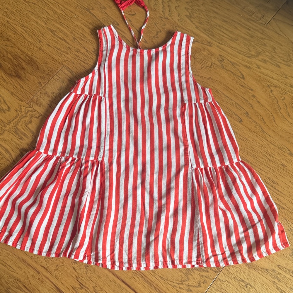 Lulaland Brooklyn Red and White Striped gathered Sundress